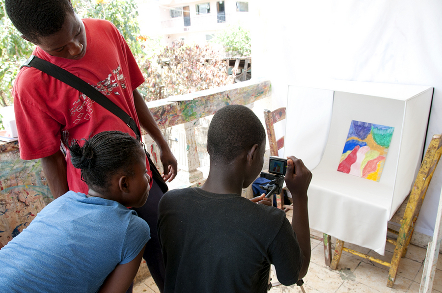 Learning to shoot artwork. : Art Creation Foundation for Children, Jacmel, Haiti : Diane Smook Photography: Nature, Dance, Documentary