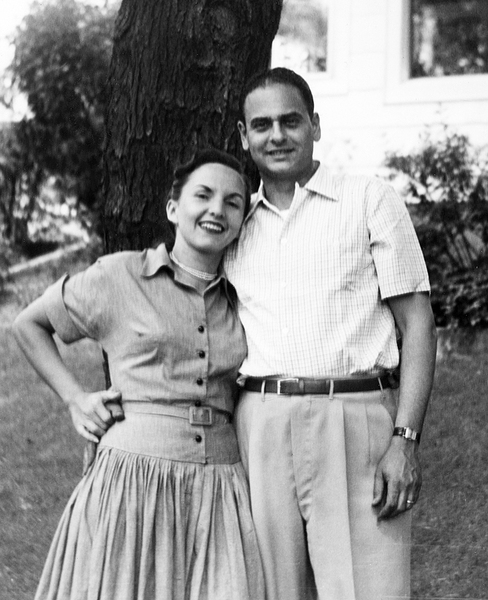 Arthur & Sylvia Smook in front of Mary and Philip Smook's home in Freeport, NY, 1952 : Love & War: The World War II Letters of Arthur Smook : Diane Smook Photography: Nature, Dance, Documentary