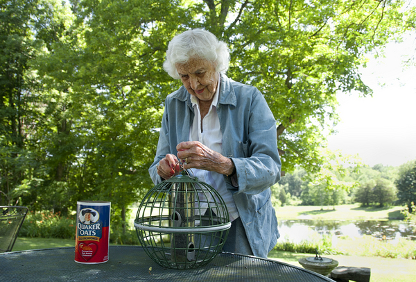 Filling the Bird Feeder : Faity Tuttle: An Inspiration at 100 : Diane Smook Photography: Nature, Dance, Documentary